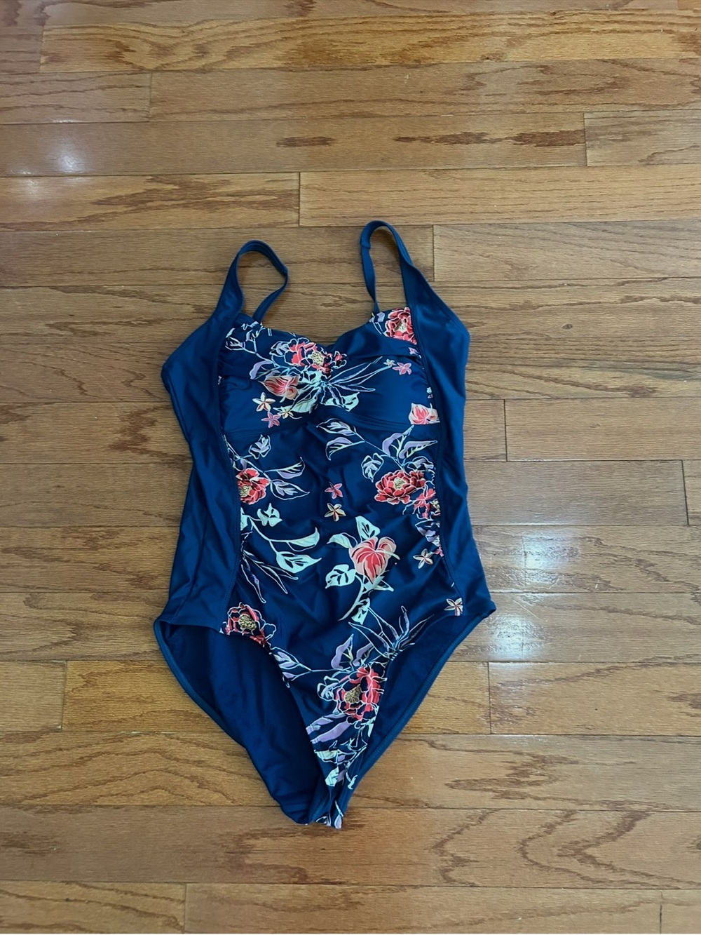 Heat Floral One Piece Swimsuit Women's Small Navy Blue Tropical Print - Picture 3 of 10